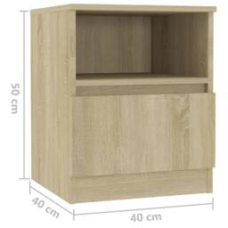 Berkfield Home Bed Cabinets 2 pcs Sonoma Oak 40x40x50 cm Engineered Wood in Natural - Size: 40 x 40 x 50 cm - thumbnail 8