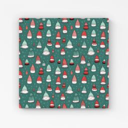 "Warren Reed - Designer Hand Drawn Joyful Santa Hats Canvas in Green - Size: W16"" x H16""" - thumbnail 1