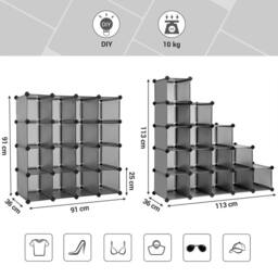 Kelvenix 16-Cube Storage Unit Grey - Size: 0.6m2 - thumbnail 2