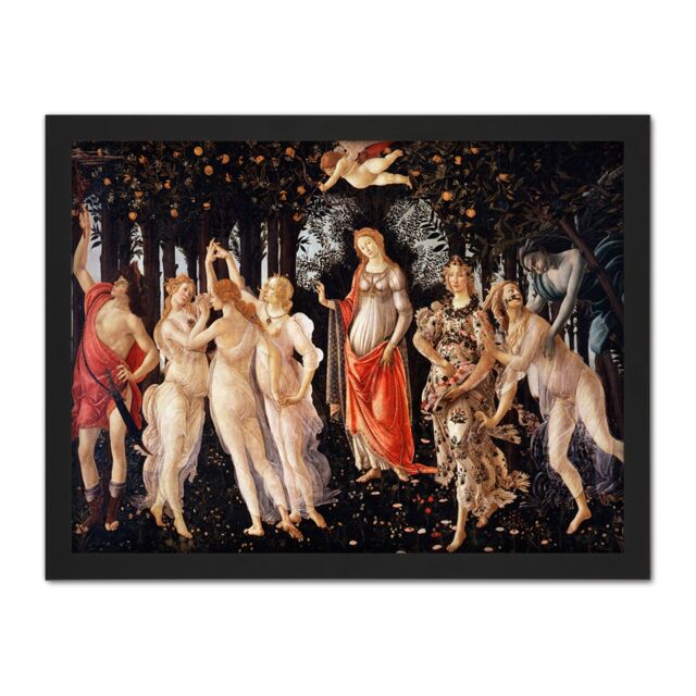"Artery8 Wall Art Print Sandro Botticelli La Primavera Large Framed Wall Décor Art in Light Oak - Size: W18"" x H24""" - image 1
