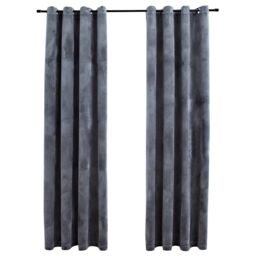 Berkfield Home Blackout Curtains with Rings 2 pcs Velvet Anthracite 140x175 cm - thumbnail 2