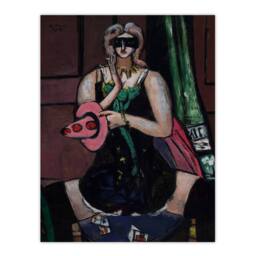 Artery8 Carnival Mask Green Violet & Pink Beckmann Framed Wall Art Print - Size: A3 - thumbnail 3
