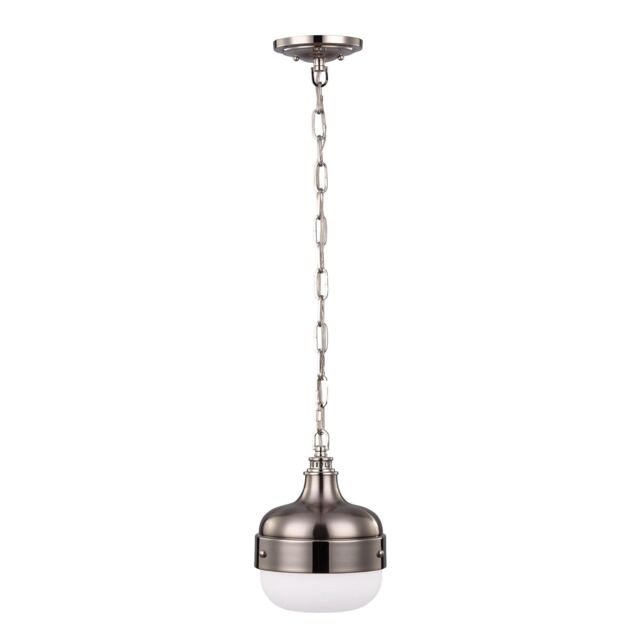 Netlighting Cadence 1 Light Dome Ceiling Mini Pendant Polished Nickel Brushed Steel E27 in Grey