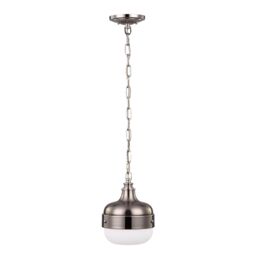 Netlighting Cadence 1 Light Dome Ceiling Mini Pendant Polished Nickel Brushed Steel E27 in Grey