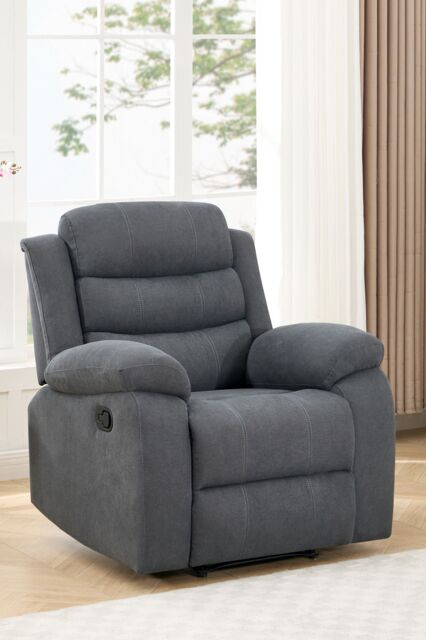 More4Homes Boston 1 Seater Fabric Manual Recliner Chair in Grey - image 1