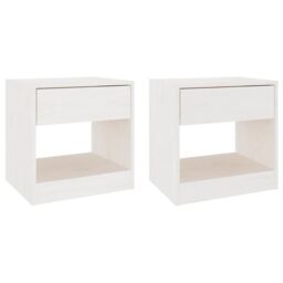 Berkfield Home Bedside Cabinets 2 pcs White 40x31x40 cm Solid Pinewood - Size: 40 x 31 x 40 cm - thumbnail 2