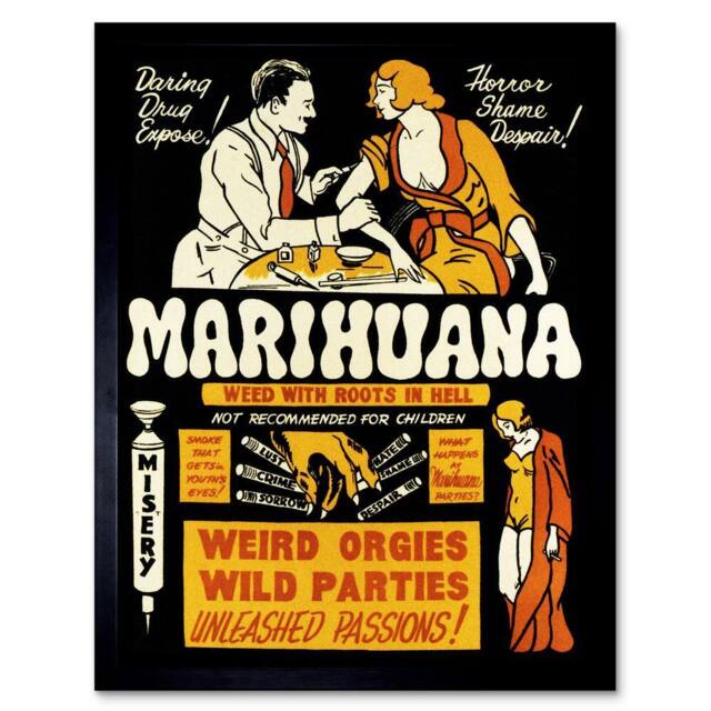 "Artery8 Political Anti Drug Abuse Prohibition Marijuana Weed 12x16"" Framed Art in Black - Size: W12"" x H16""" - image 1