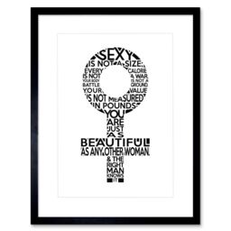 "Artery8 Wall Art Print Woman Sexy not a Size Symbol Framed in Black - Size: W7"" x H9""" - thumbnail 1