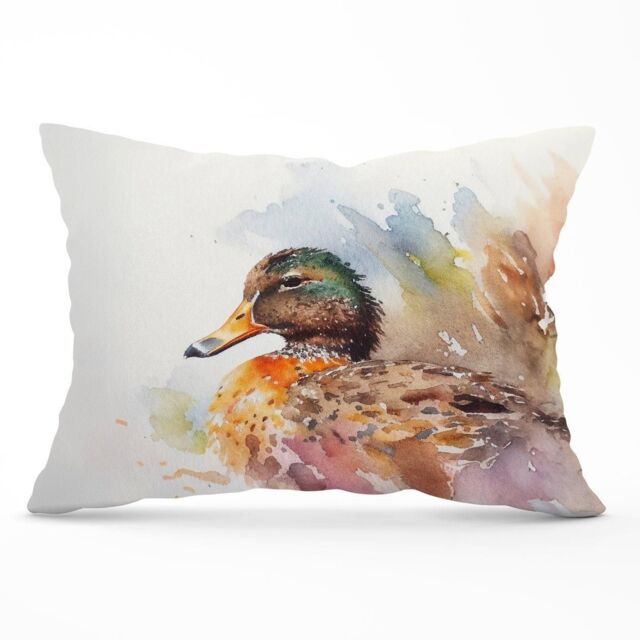 Warren Reed - Designer Mallard Watercolour Cushions in Brown - Size: 60 cm x 60 cm - image 1
