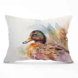 Warren Reed - Designer Mallard Watercolour Cushions in Brown - Size: 60 cm x 60 cm - thumbnail 1