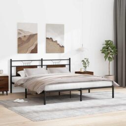 Berkfield Home Bed Frame without Mattress Brown Oak 183x203 cm Engineered Wood - thumbnail 5