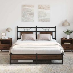 Berkfield Home Bed Frame without Mattress Brown Oak 140x190 cm Engineered Wood - thumbnail 5