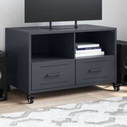 Berkfield Home TV Cabinet Anthracite 68x39x43.5 cm Steel in Black - thumbnail 1