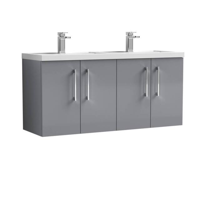 Balterley Level 1205mm Wall Hung 4 Door Unit, Double Polymarble Basin Satin Grey - image 1