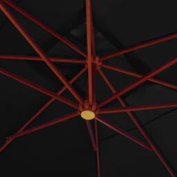 Berkfield Home Hanging Parasol with Wooden Pole 400x300 cm Black - thumbnail 7
