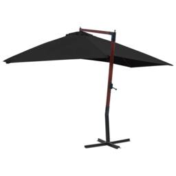 Berkfield Home Hanging Parasol with Wooden Pole 400x300 cm Black - thumbnail 1