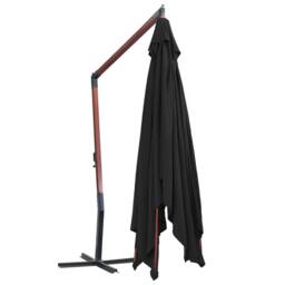 Berkfield Home Hanging Parasol with Wooden Pole 400x300 cm Black - thumbnail 4