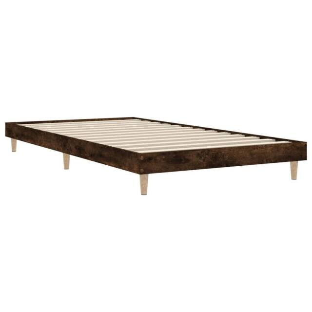 Berkfield Home Durable Bed Frame Smoked Oak 90x200 cm Engineered Wood in Brown - image 1