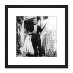 Artery8 JFK Kennedy Assassin Harvey Oswald Backyard Photo 8X8 Inch Square Wooden Framed Wall Art Print Picture with Mount in Black - thumbnail 1