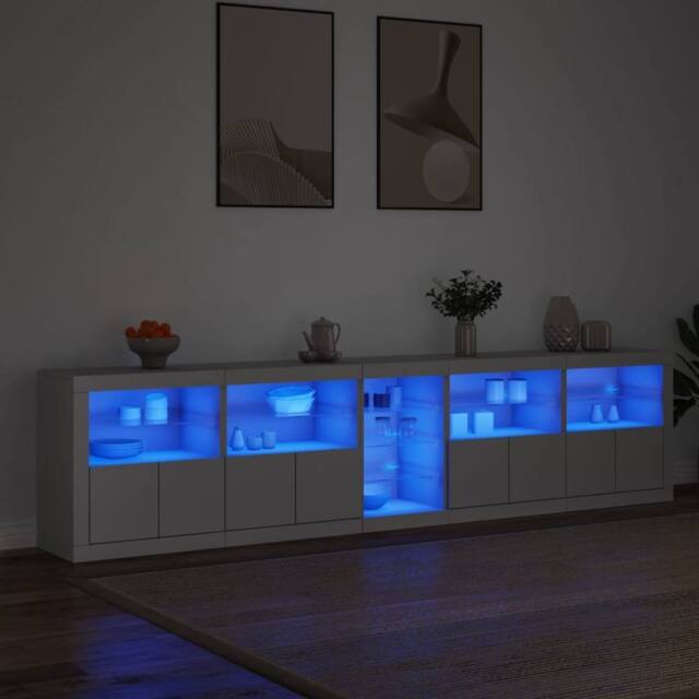 Berkfield Home Sideboard with LED Lights White 283x37x67 cm - Size: 283 x 37 x 67 cm - image 1