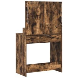 Berkfield Home Makeup Table with LED Lights - Smoked Oak 79x41x135 cm in Brown - Size: 79 x 41 x 135 cm - thumbnail 7