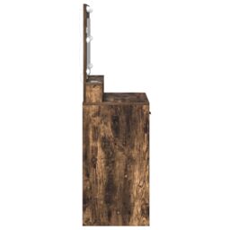 Berkfield Home Makeup Table with LED Lights - Smoked Oak 79x41x135 cm in Brown - Size: 79 x 41 x 135 cm - thumbnail 6