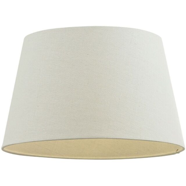 "Loops 14"" Inch Round Tapered Drum Lamp Shade Ivory Linen Fabric Cover Simple Elegant" - image 1