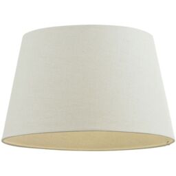 "Loops 14"" Inch Round Tapered Drum Lamp Shade Ivory Linen Fabric Cover Simple Elegant"
