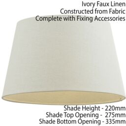 "Loops 14"" Inch Round Tapered Drum Lamp Shade Ivory Linen Fabric Cover Simple Elegant" - thumbnail 2
