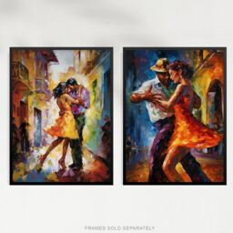Artery8 Wall Art Print Set of 2 s Salsa Street Dance Latina Vibrant Oil Paint 2 Pack Poster Living Room s - Size: A4 - thumbnail 5