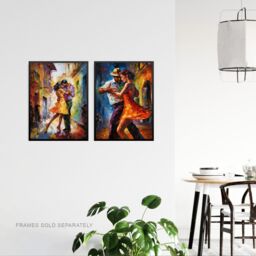 Artery8 Wall Art Print Set of 2 s Salsa Street Dance Latina Vibrant Oil Paint 2 Pack Poster Living Room s - Size: A4 - thumbnail 3