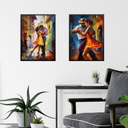 Artery8 Wall Art Print Set of 2 s Salsa Street Dance Latina Vibrant Oil Paint 2 Pack Poster Living Room s - Size: A4 - thumbnail 6