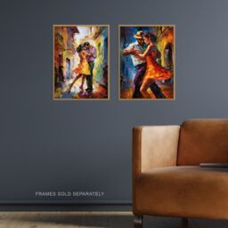 Artery8 Wall Art Print Set of 2 s Salsa Street Dance Latina Vibrant Oil Paint 2 Pack Poster Living Room s - Size: A4 - thumbnail 2