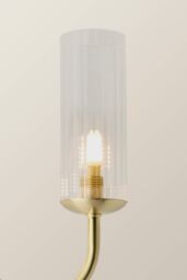 ValueLights Canya 3 Way Ribbed Glass Chandelier Style Ceiling Light with Bulbs in Gold - thumbnail 4