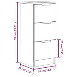 Berkfield Home Sideboards 2 pcs Concrete Grey 30x30x70 cm Engineered Wood - Size: 30 x 30 x 70 cm - thumbnail 9