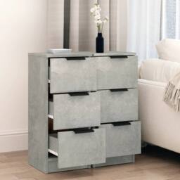 Berkfield Home Sideboards 2 pcs Concrete Grey 30x30x70 cm Engineered Wood - Size: 30 x 30 x 70 cm - thumbnail 1