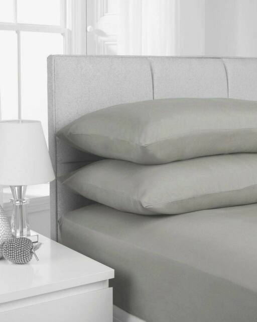 Smart Living Polycotton Bed Linen Luxury Bedsheet or Pillowcase Non Iron in Grey - Size: Standard Pillow Case - image 1