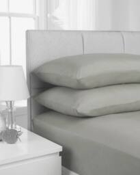 Smart Living Polycotton Bed Linen Luxury Bedsheet or Pillowcase Non Iron in Grey - Size: Standard Pillow Case - thumbnail 1