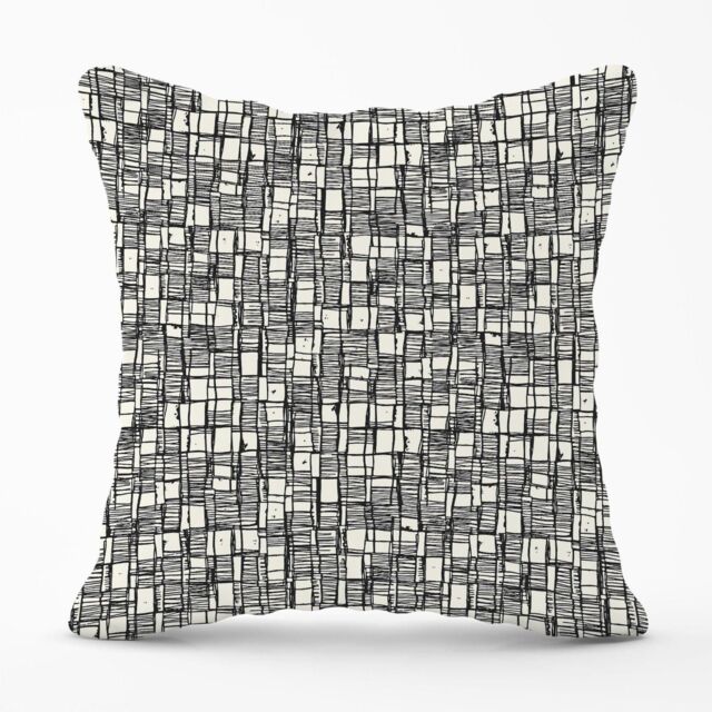 Warren Reed - Designer Irregular Sketched Block Textured Outdoor Cushion in Grey - Size: 60 cm x 60 cm - image 1