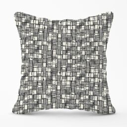 Warren Reed - Designer Irregular Sketched Block Textured Outdoor Cushion in Grey - Size: 60 cm x 60 cm - thumbnail 1