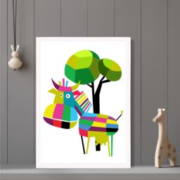 ARTZE Cow Bright Geometric Animal Framed Print SIZE: A3 with White Frame - Size: A4 - thumbnail 2