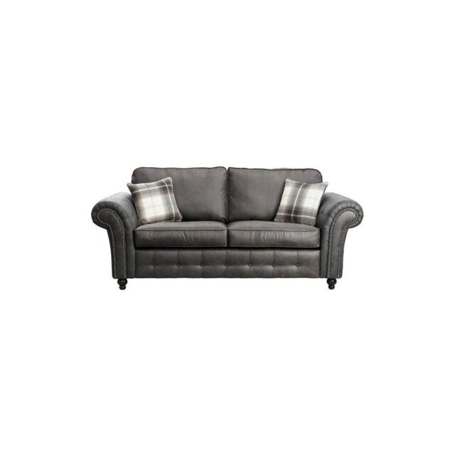 Furniture 786 Oakland Suede Leather 3 Seater Sofa in Black - image 1