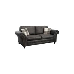 Furniture 786 Oakland Suede Leather 3 Seater Sofa in Black - thumbnail 2
