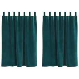 Berkfield Home Blackout Curtains with Hanging Loops 2 pcs Dark Green Velvet - thumbnail 2