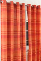 Homescapes Cotton Morocco Striped Curtain Pair in Terracotta - Size: 167 cm width x 228 cm drop - thumbnail 2