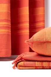 Homescapes Cotton Morocco Striped Curtain Pair in Terracotta - Size: 167 cm width x 228 cm drop - thumbnail 4