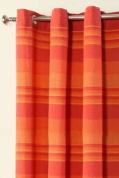 Homescapes Cotton Morocco Striped Curtain Pair in Terracotta - Size: 167 cm width x 228 cm drop - thumbnail 5