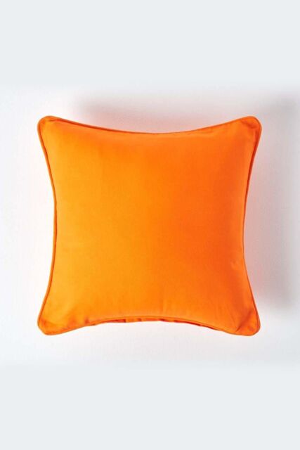 Homescapes Cotton Plain Cushion Cover in Orange - Size: 45 cm x 45 cm - image 1