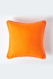 Homescapes Cotton Plain Cushion Cover in Orange - Size: 45 cm x 45 cm