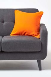 Homescapes Cotton Plain Cushion Cover in Orange - Size: 45 cm x 45 cm - thumbnail 4